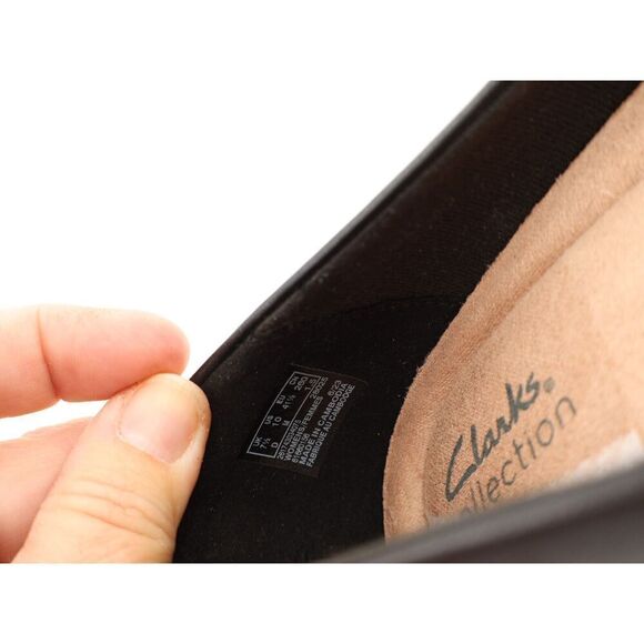 Clarks Kyndall Iris Pump Size 10 Black Leather Slip On Shoes Block Heel Career - Picture 12 of 12